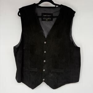 Scully Suede Leather Vest Mens XL Black Snap Buttons Western Wear Biker Cowboy